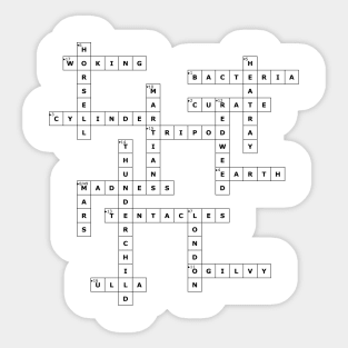 (1898TWOTW) Crossword pattern with words from a famous 1898 science fiction book. Sticker